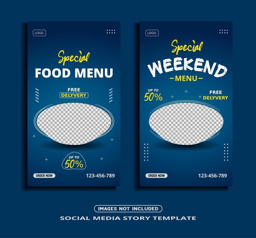 food social media story banner template vector