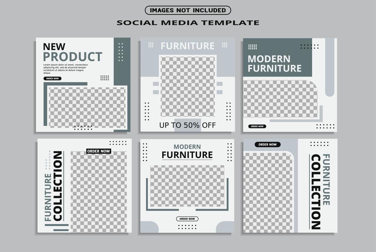 Furniture social media post template vector