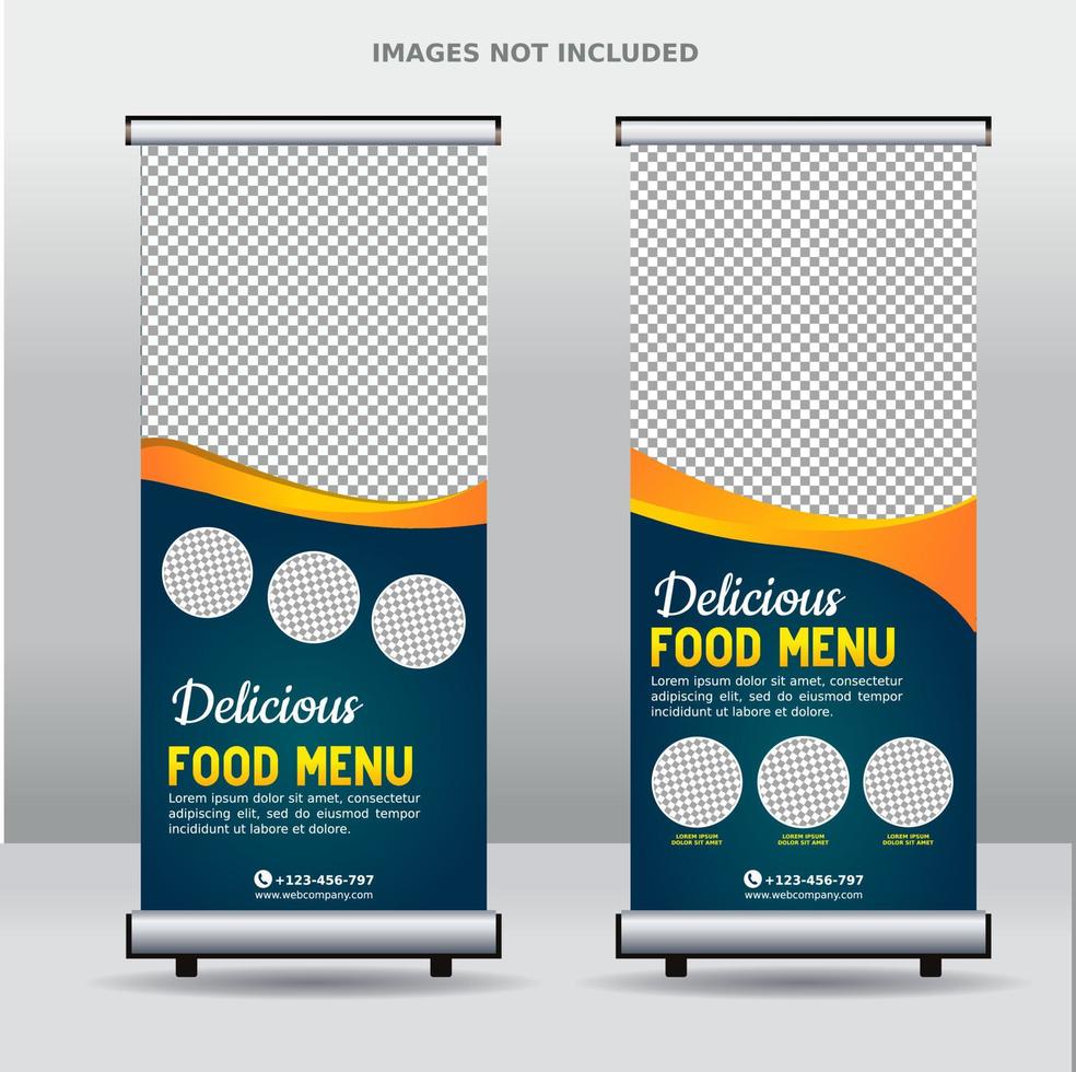 food roll up banner design template vector