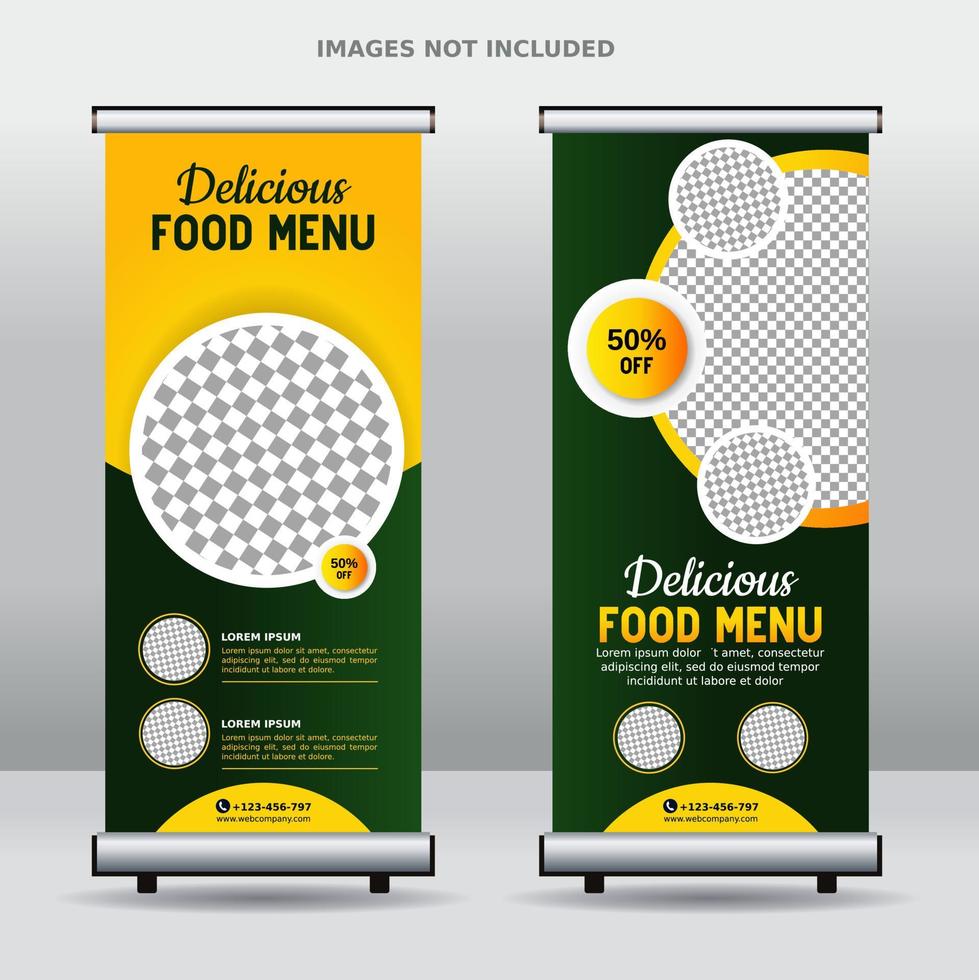 plantilla de diseño de banner enrollable de comida vector