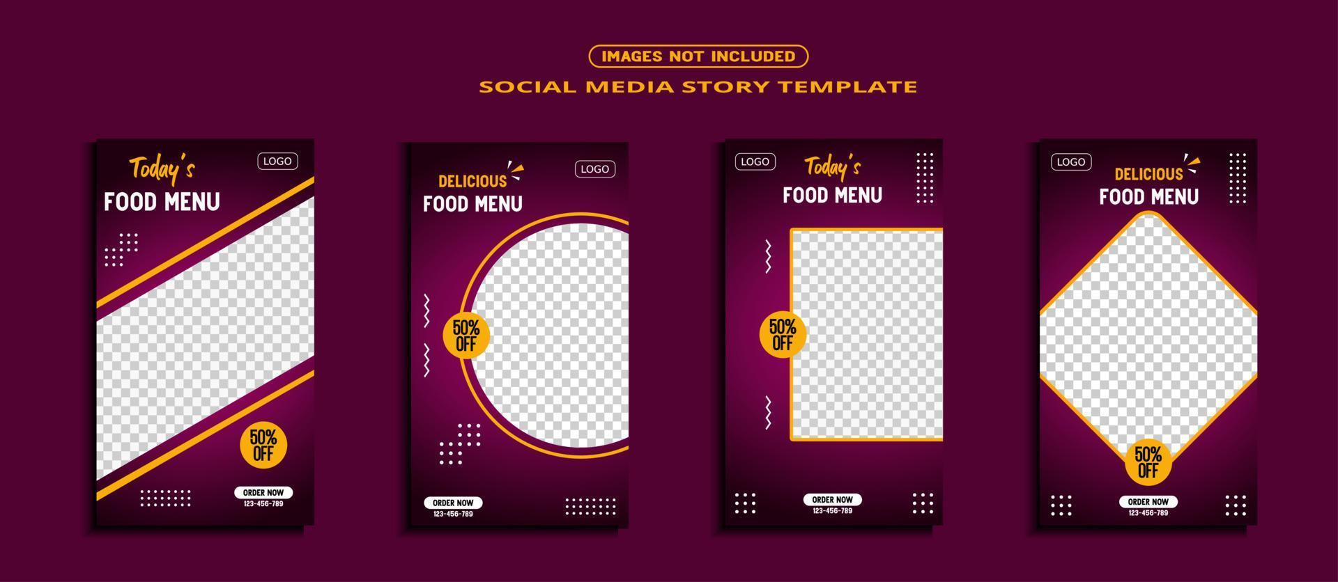 food social media story banner template collection vector