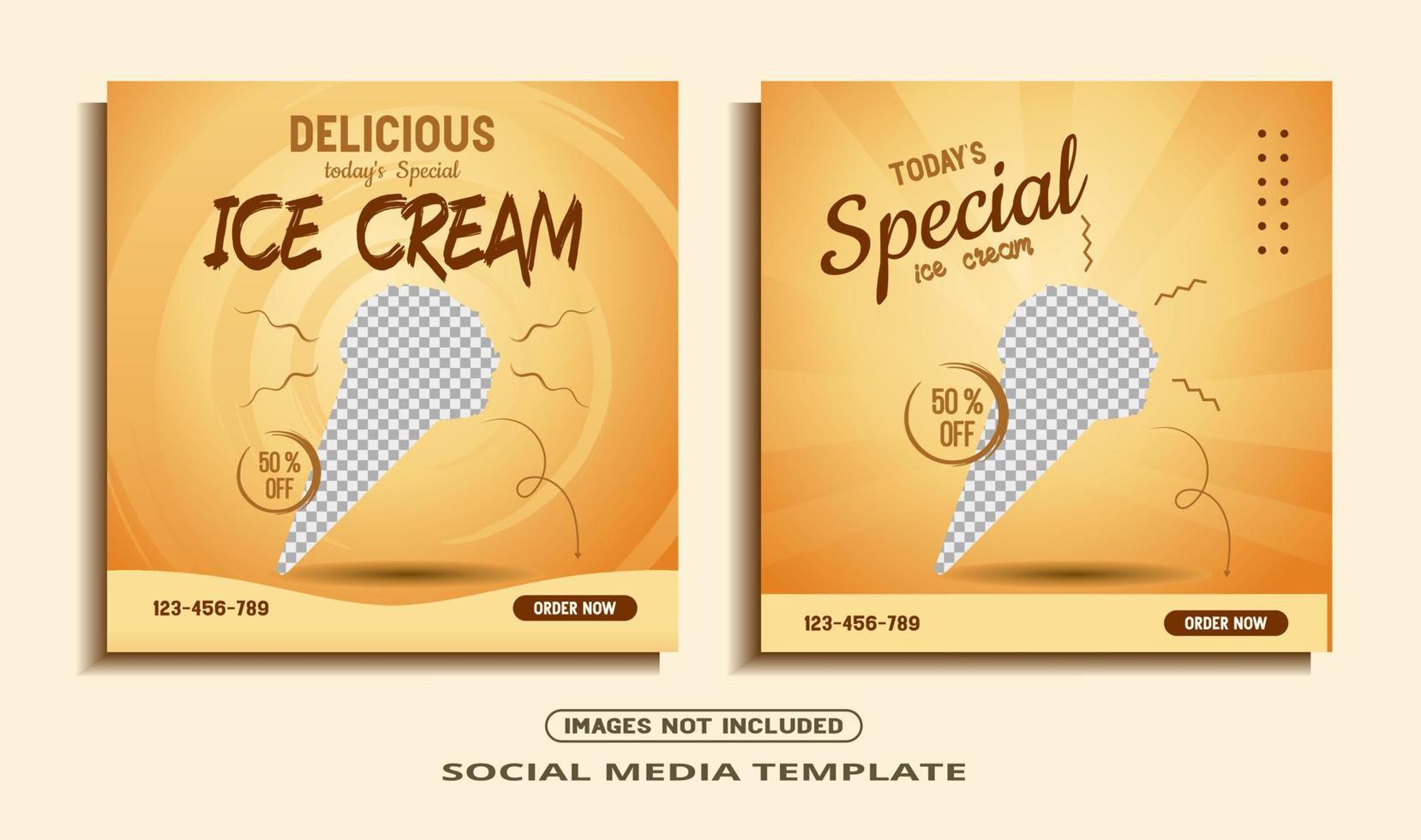 ice cream social media post template vector