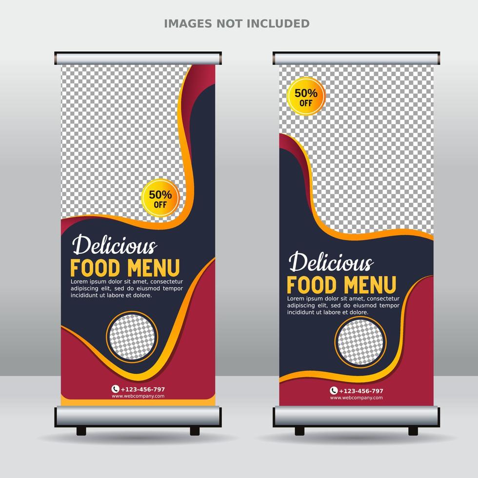 food roll up banner design template vector