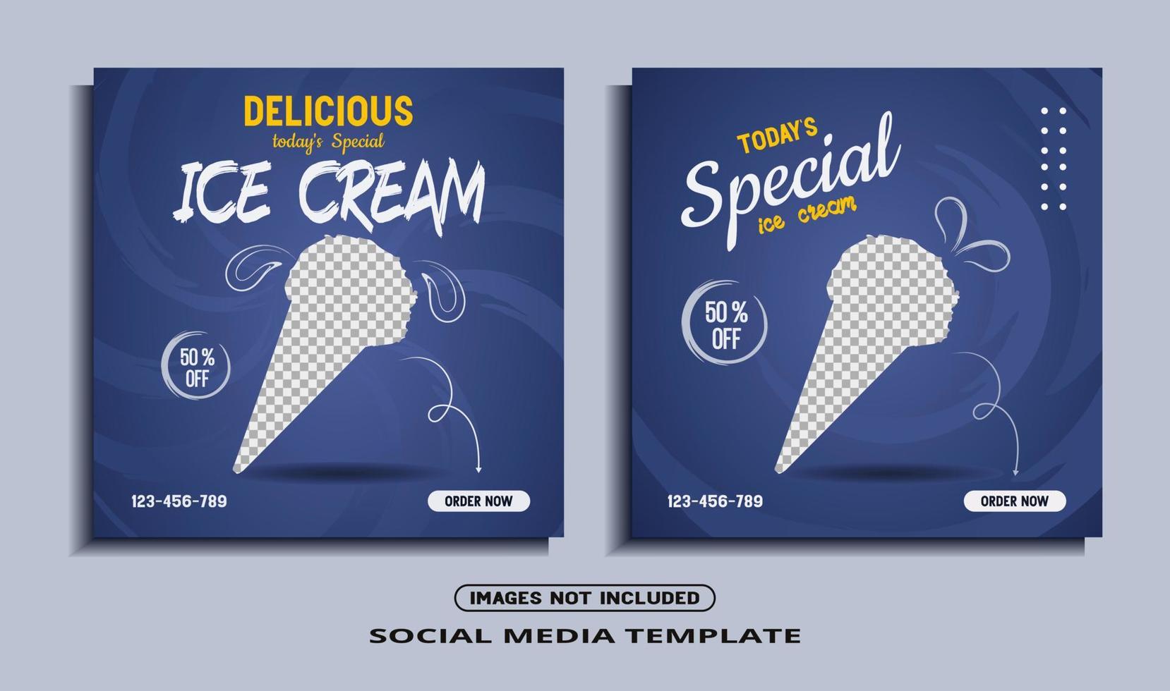 ice cream social media post template vector
