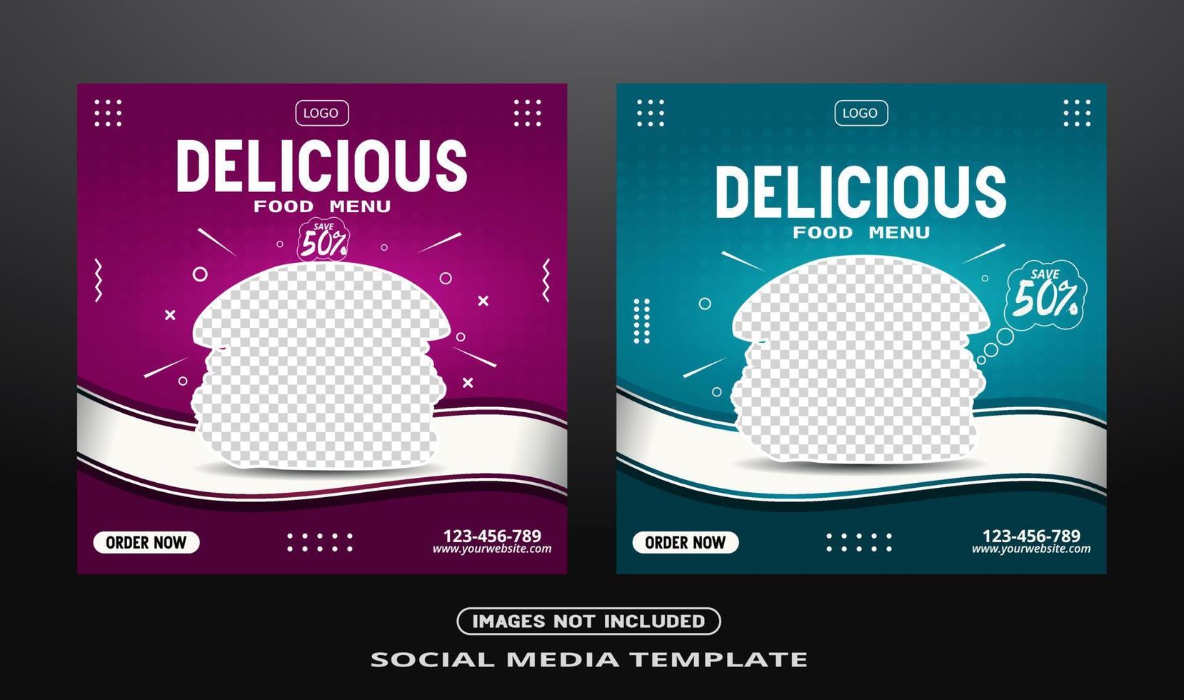 Food Social Media Banner Post Template. vector