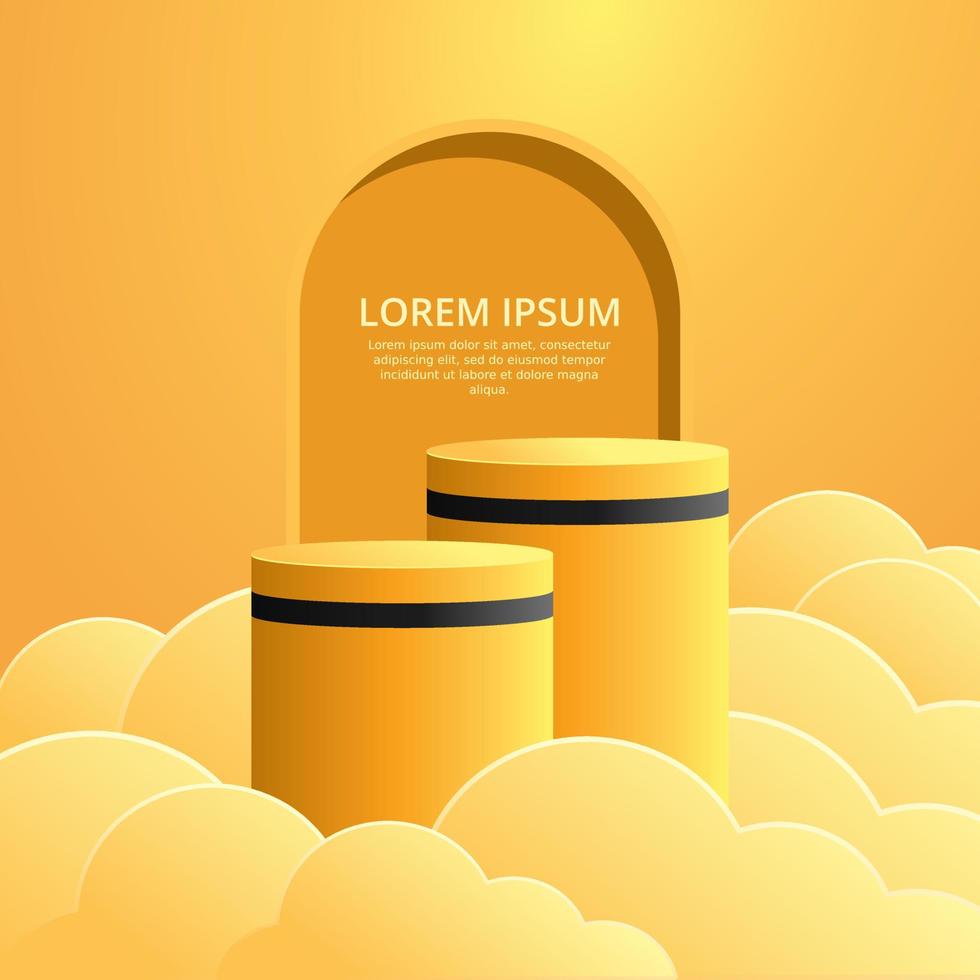 3d orange podium product display vector