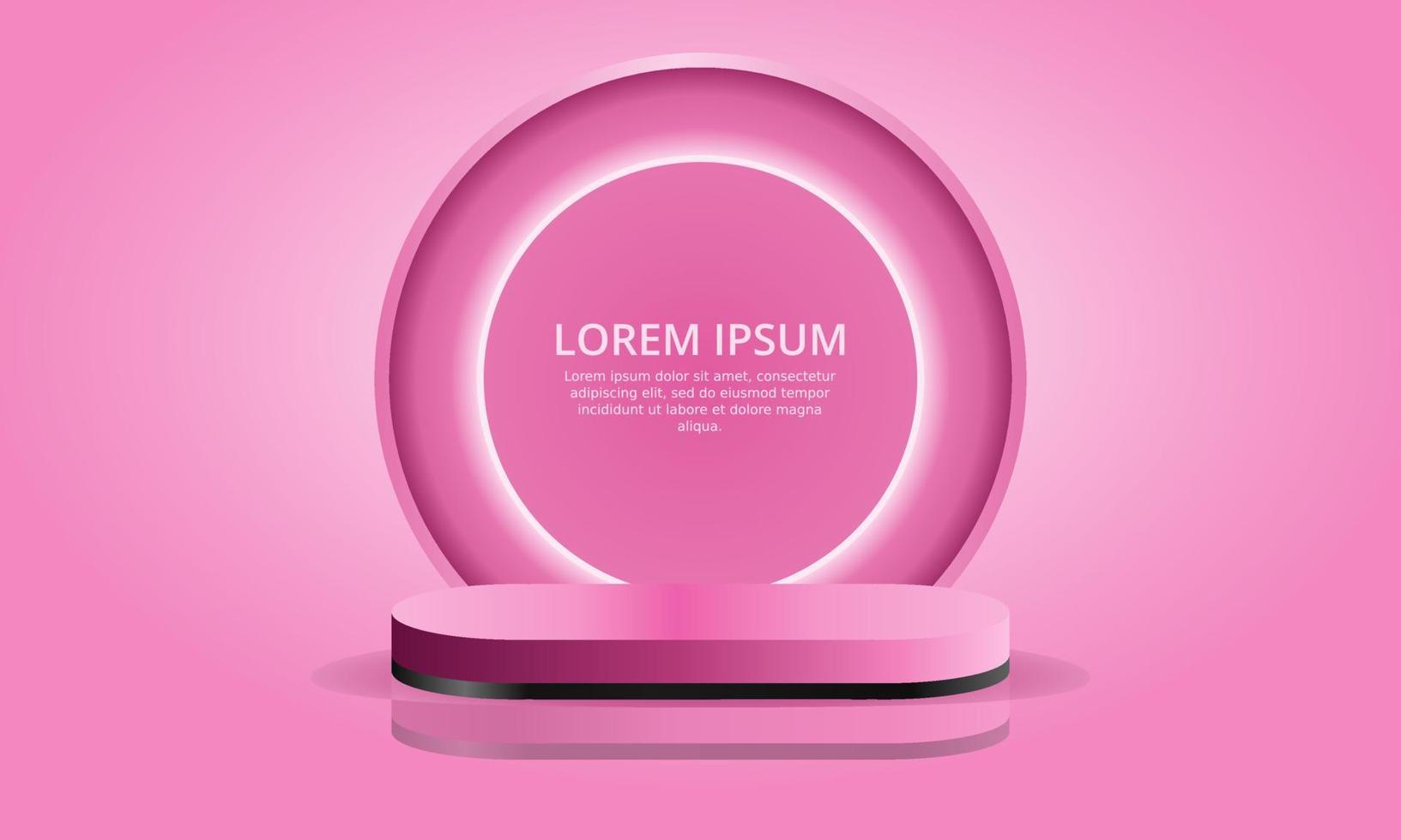 realistic 3D pink podium cosmetic product display vector