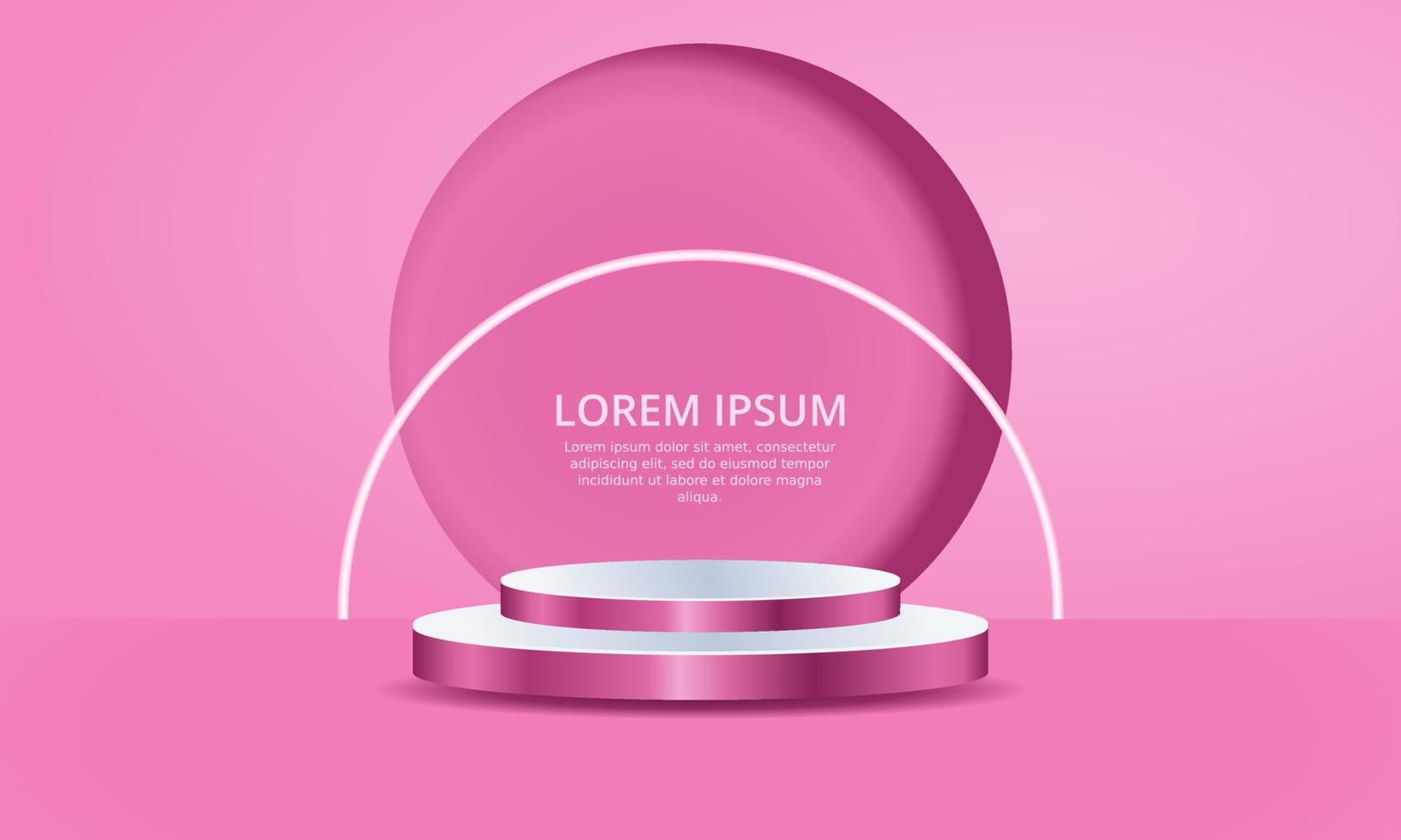realistic 3D pink podium cosmetic product display vector