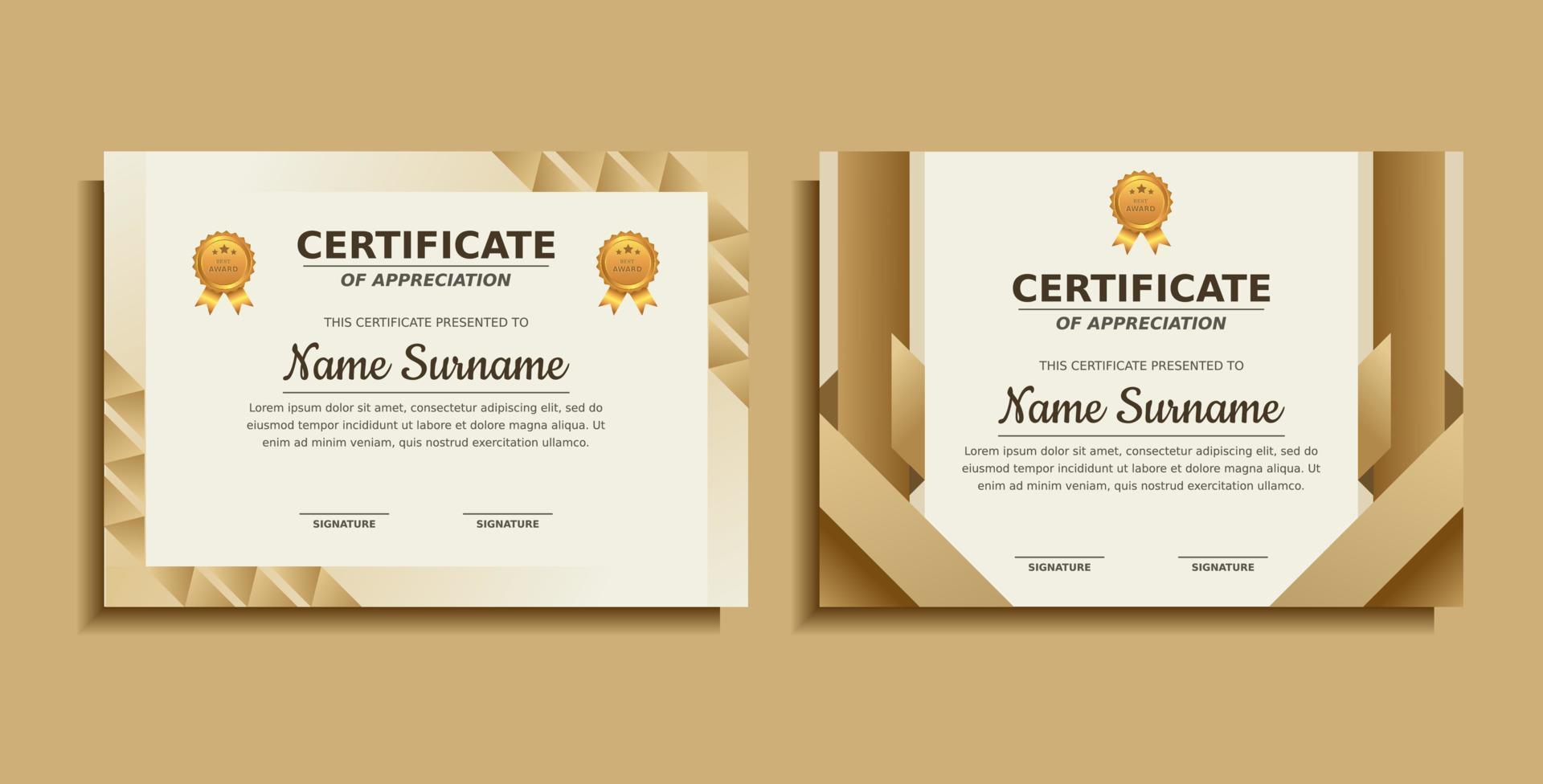 achievement award certificate design template vector