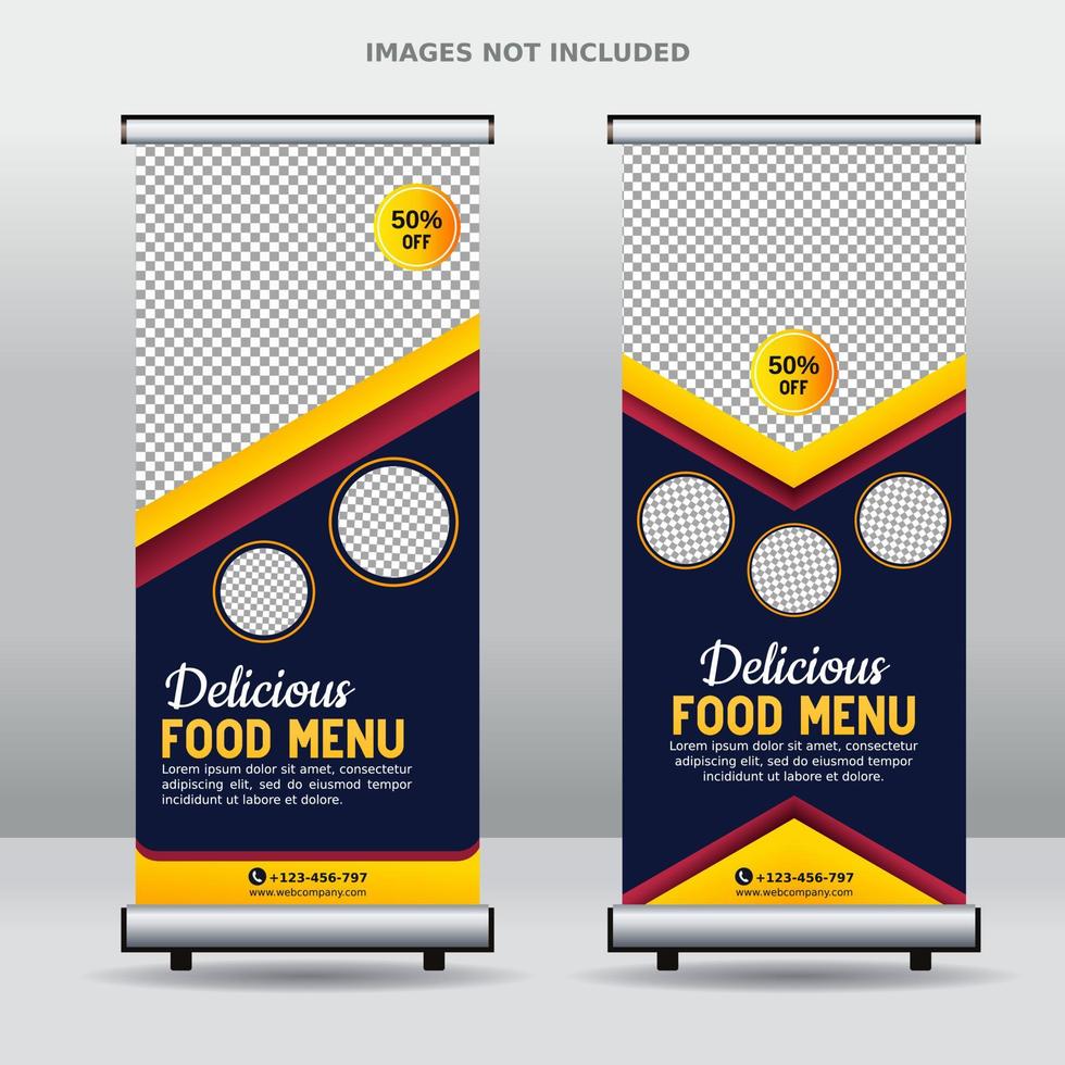 food roll up banner design template vector