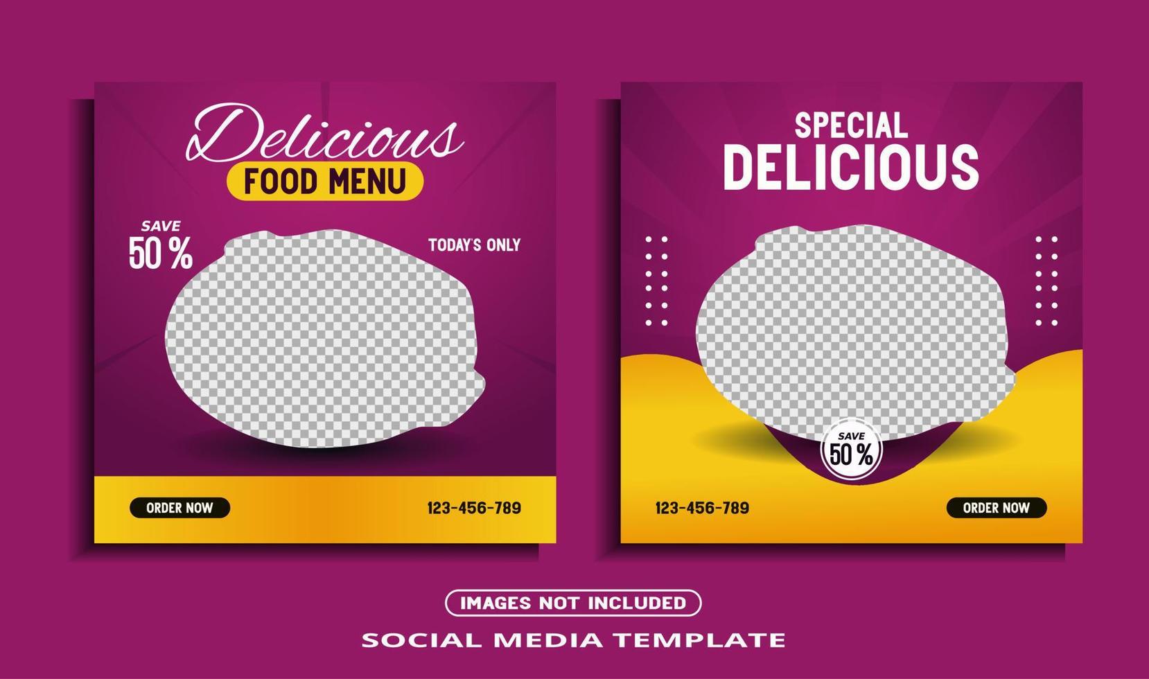 Food Social Media Banner Post Template. vector