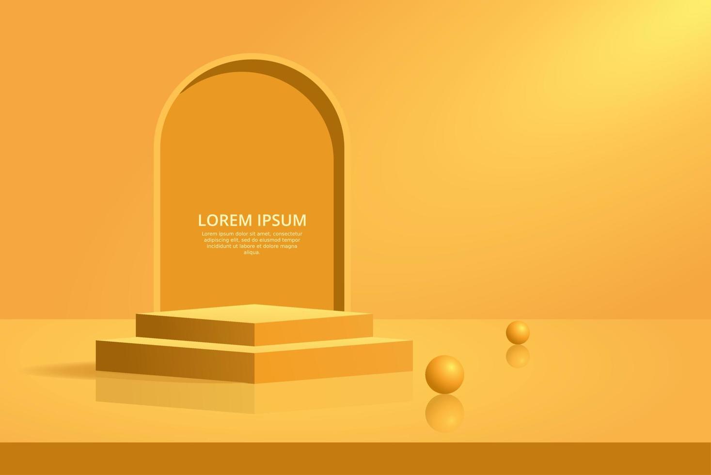 3d orange podium product display vector