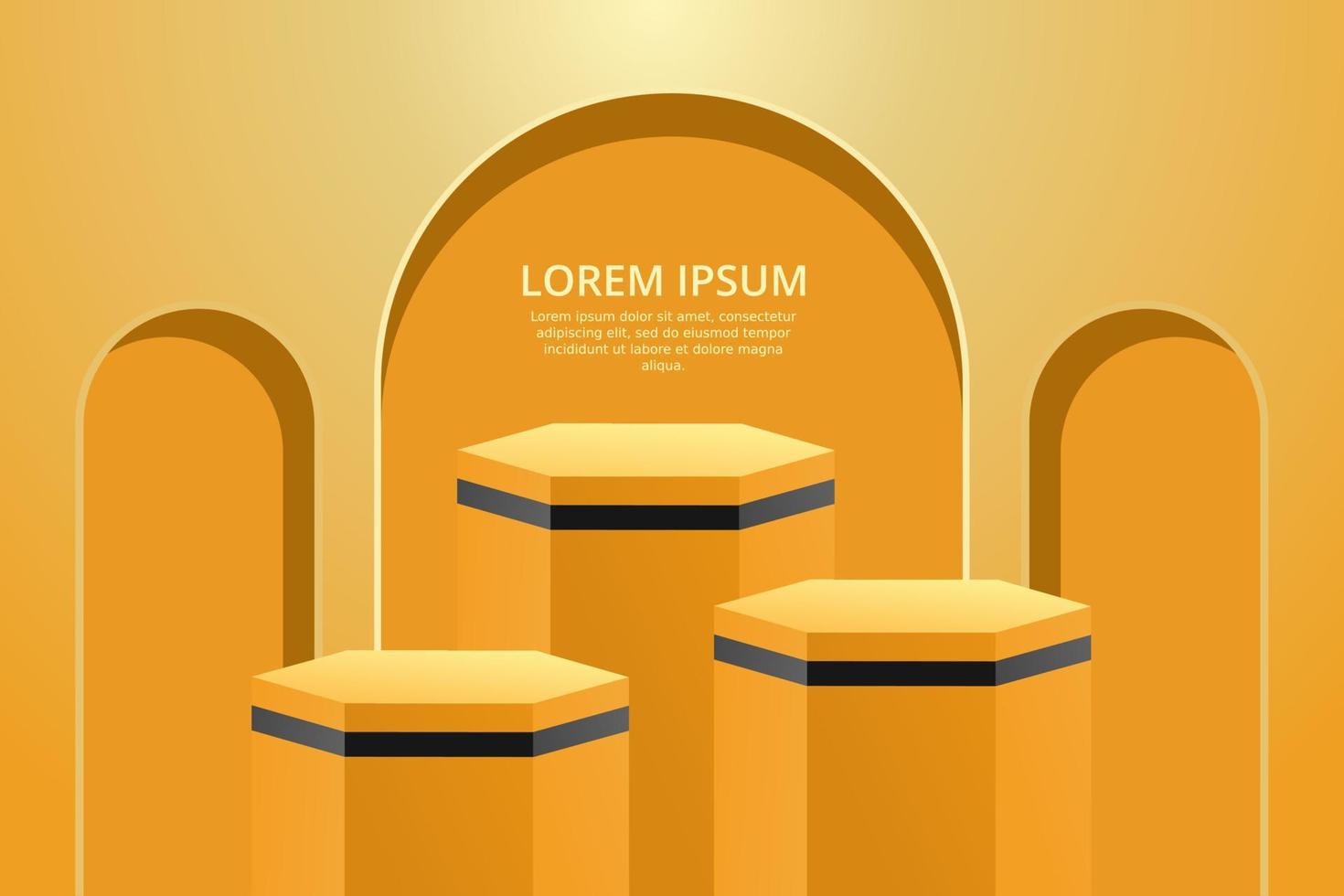 3d orange podium product display vector