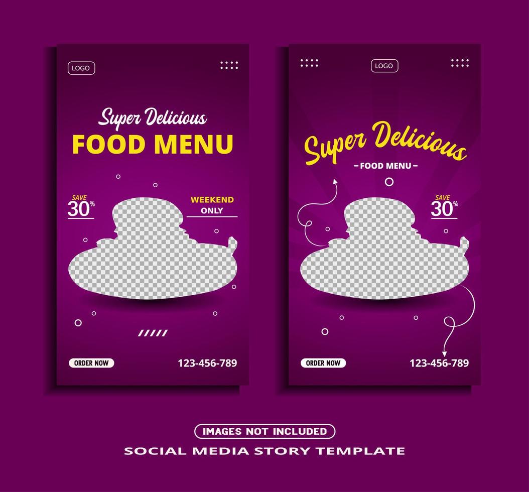 food social media story banner template vector