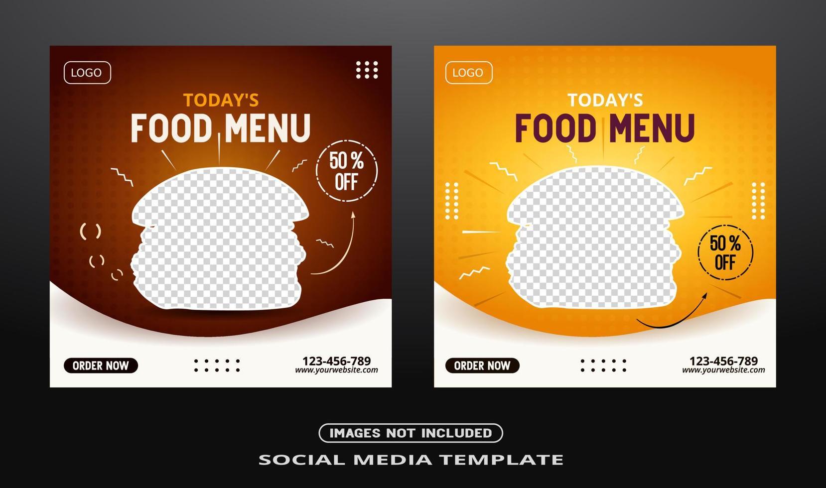 Food Social Media Banner Post Template. vector