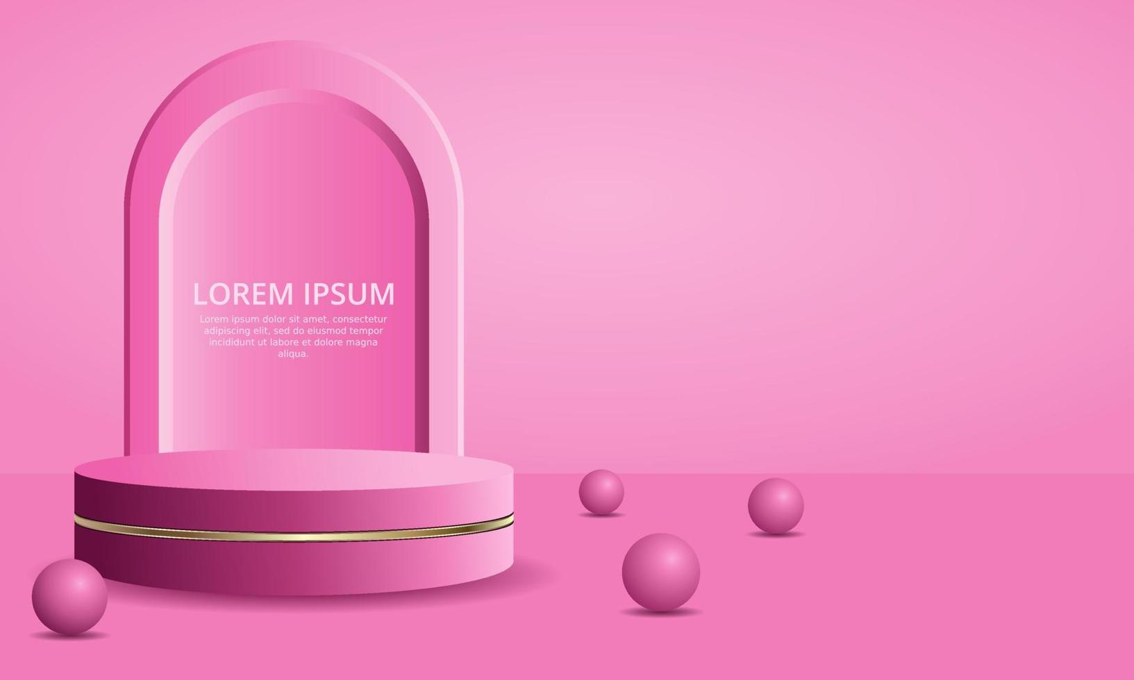 realistic 3D pink podium cosmetic product display vector