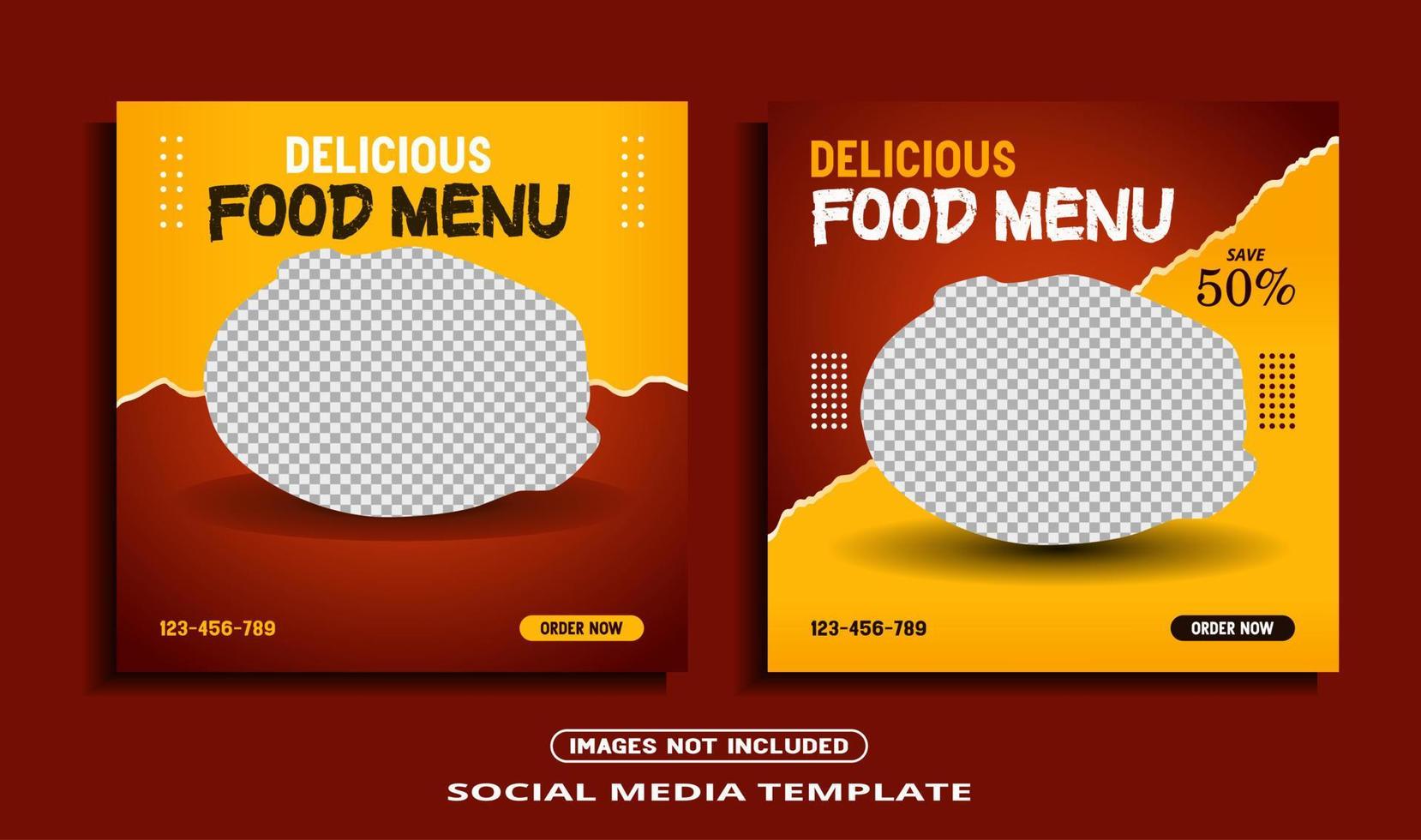 Food Social Media Banner Post Template. vector