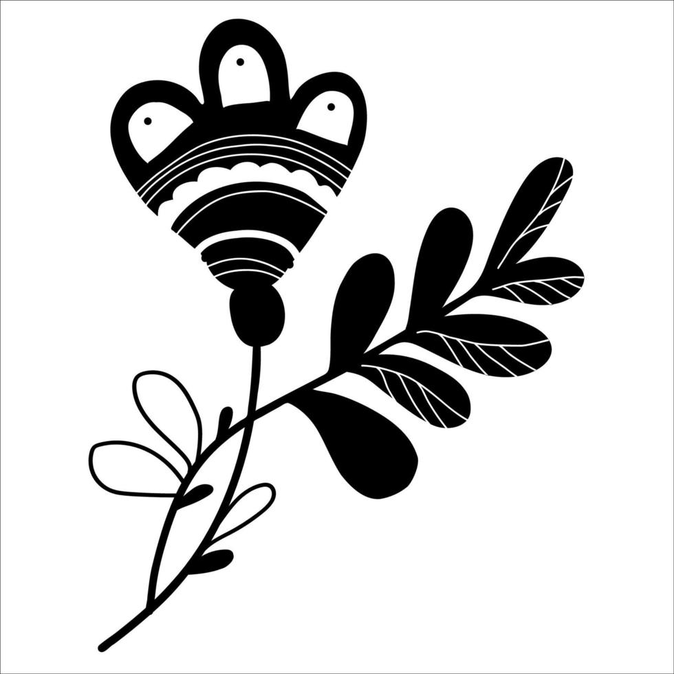 Decorative flower. Silhouette. Vector illustration. Plant element flower for design, decor and decoration