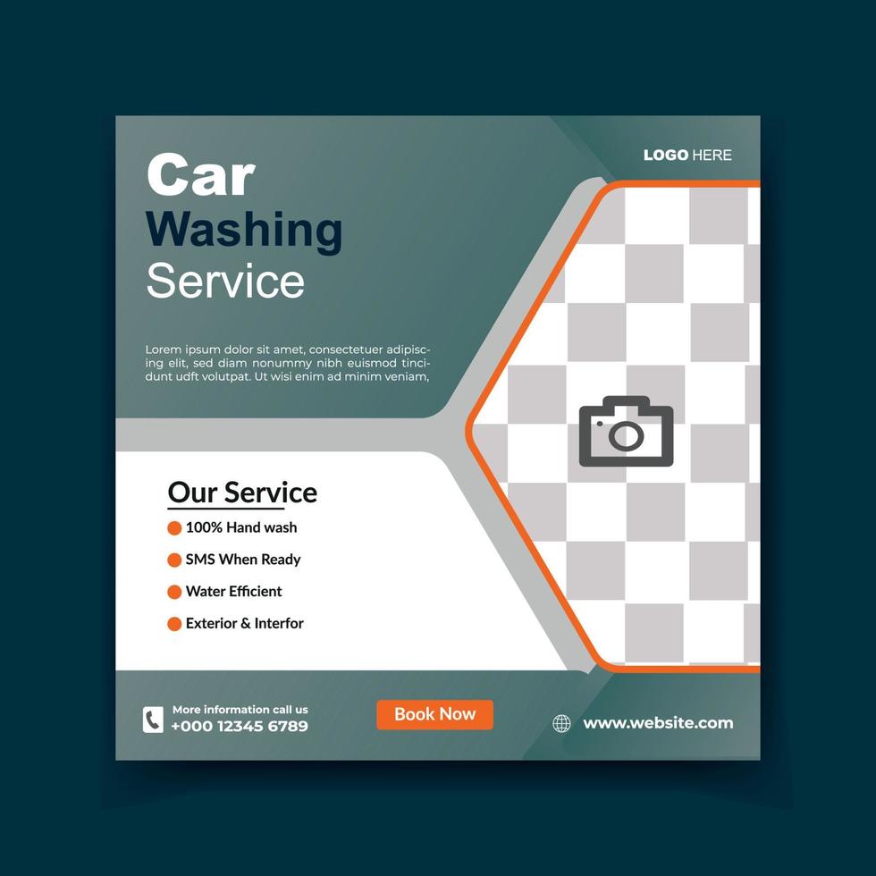 Car Washing Service Social Media Post design vector