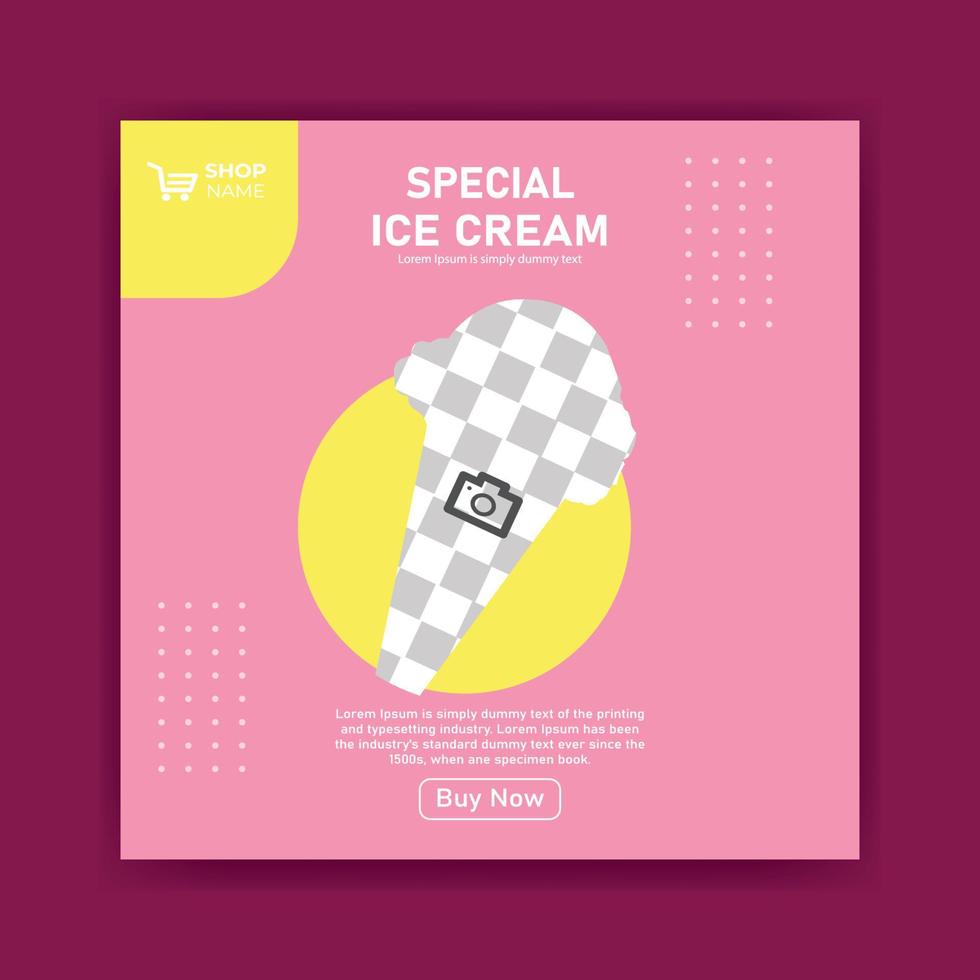 ice cream sale social media post design vector