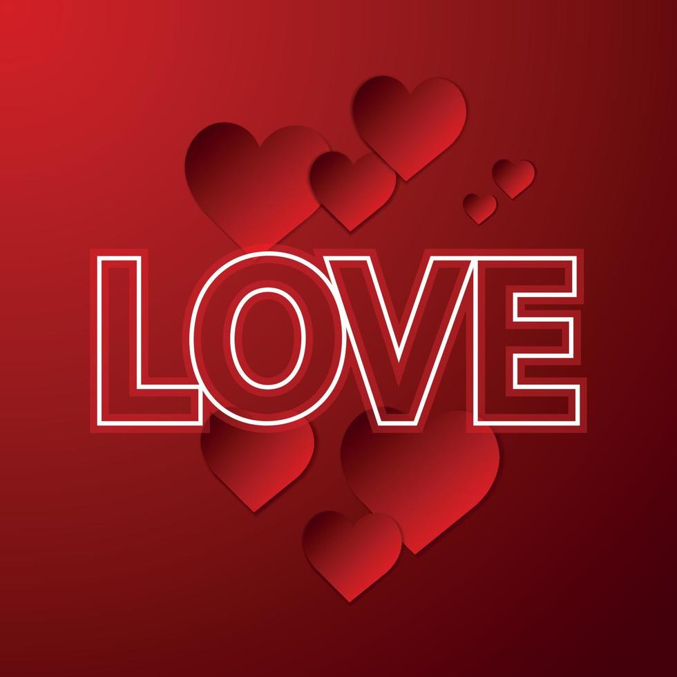 stylish Love text with hearts for valentines day full vector