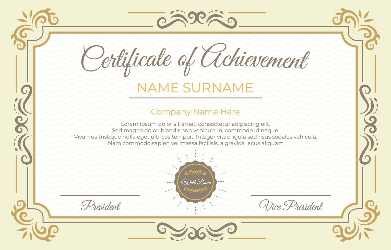 Classic Border Certificate Template vector