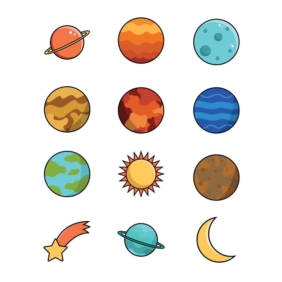 Celestial Bodies Icon Collection vector