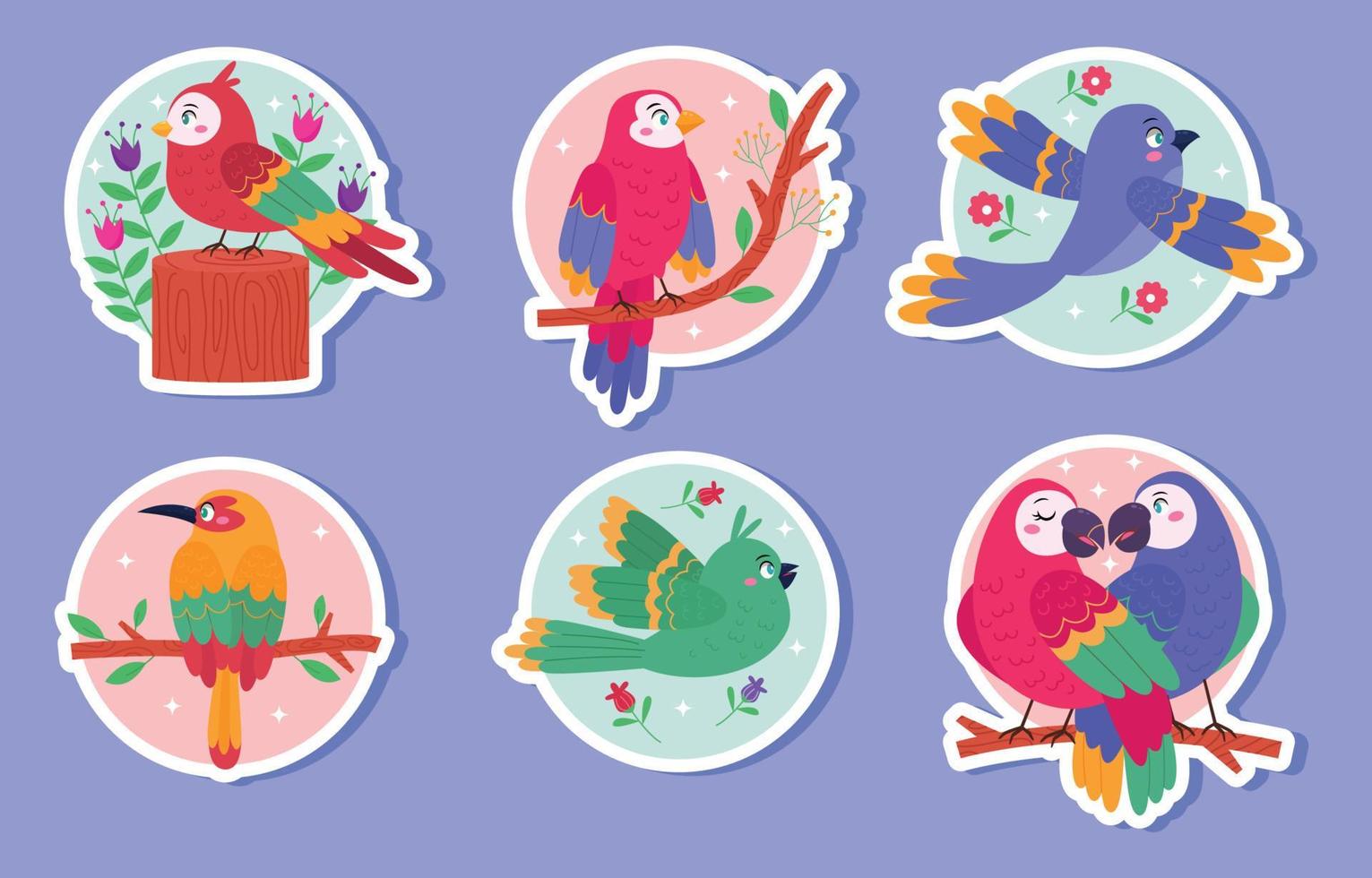 Spring Birds Sticker Collection vector
