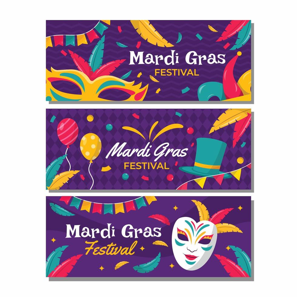 colección de banners del festival mardi gras vector