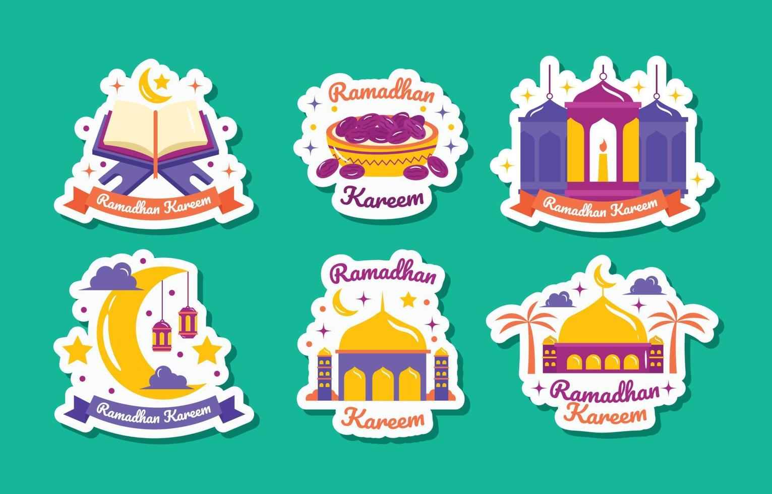 Fasting Month Sticker Set vector