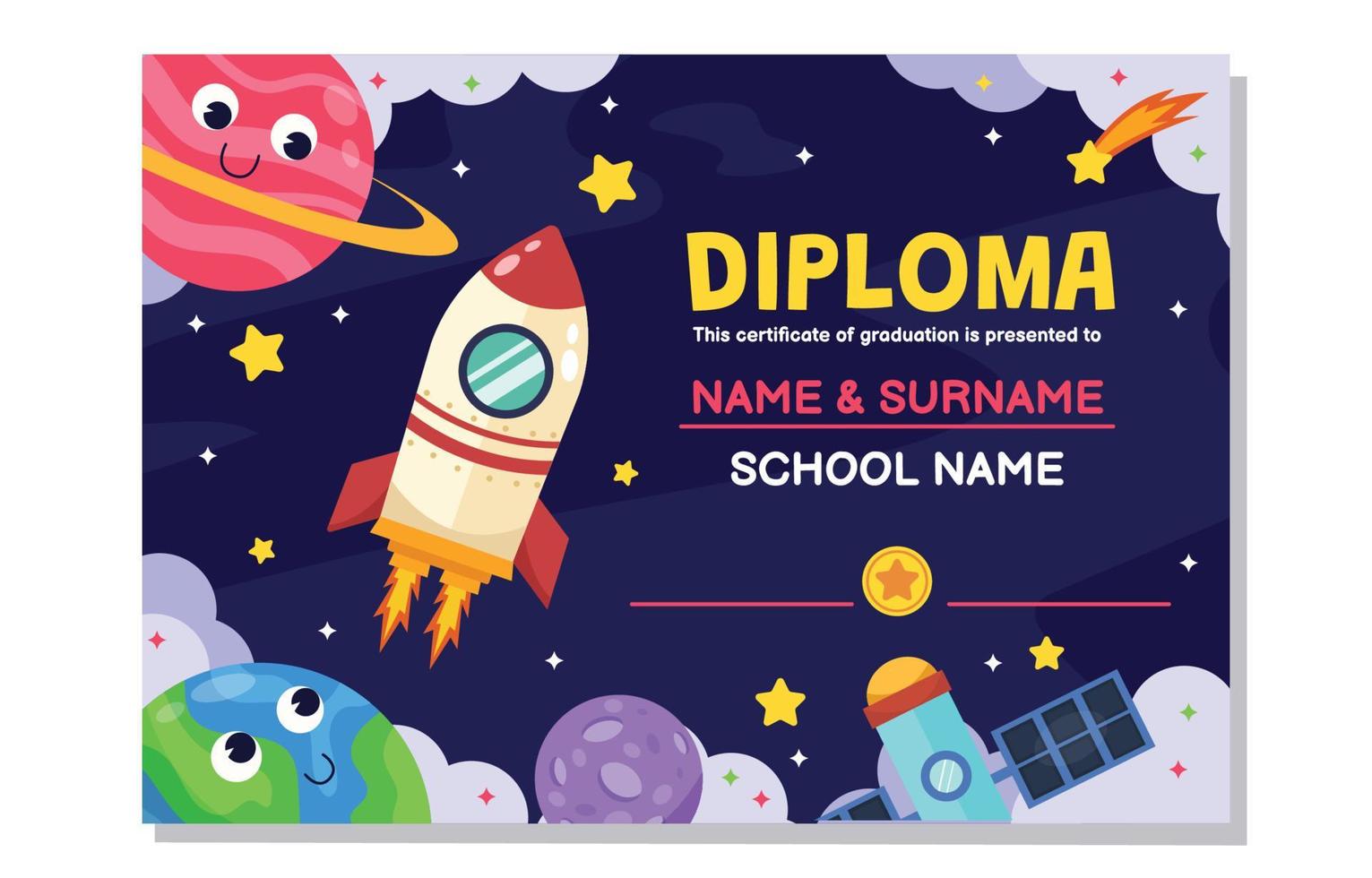 Kindergarten Graduation Certificate Template vector