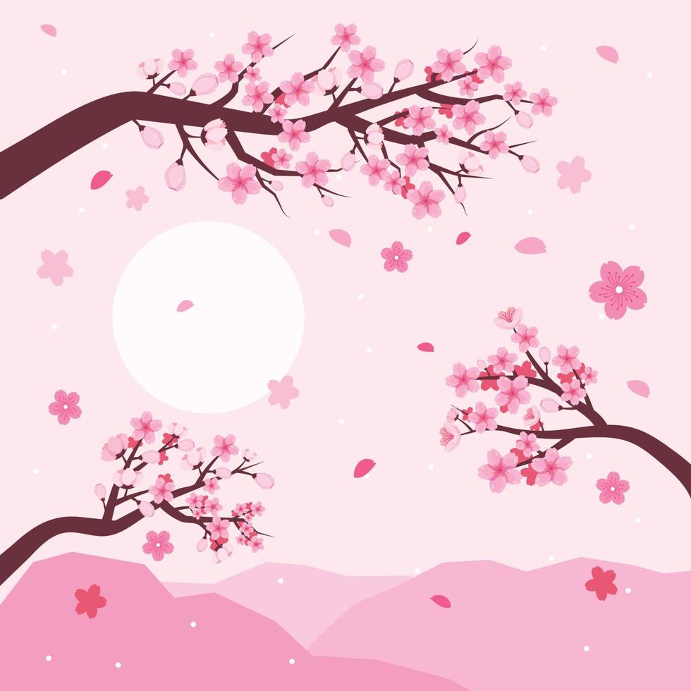 hermoso fondo de flores de cerezo vector