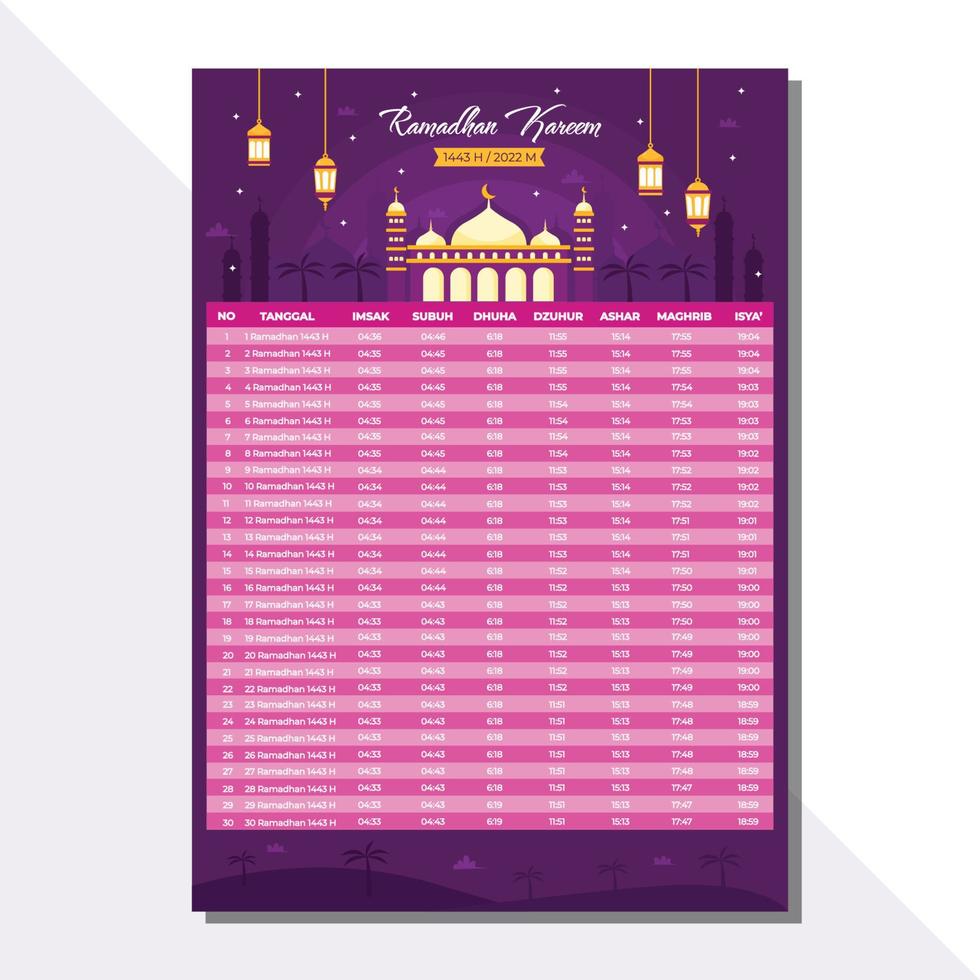 Fasting Month Calendar Template vector