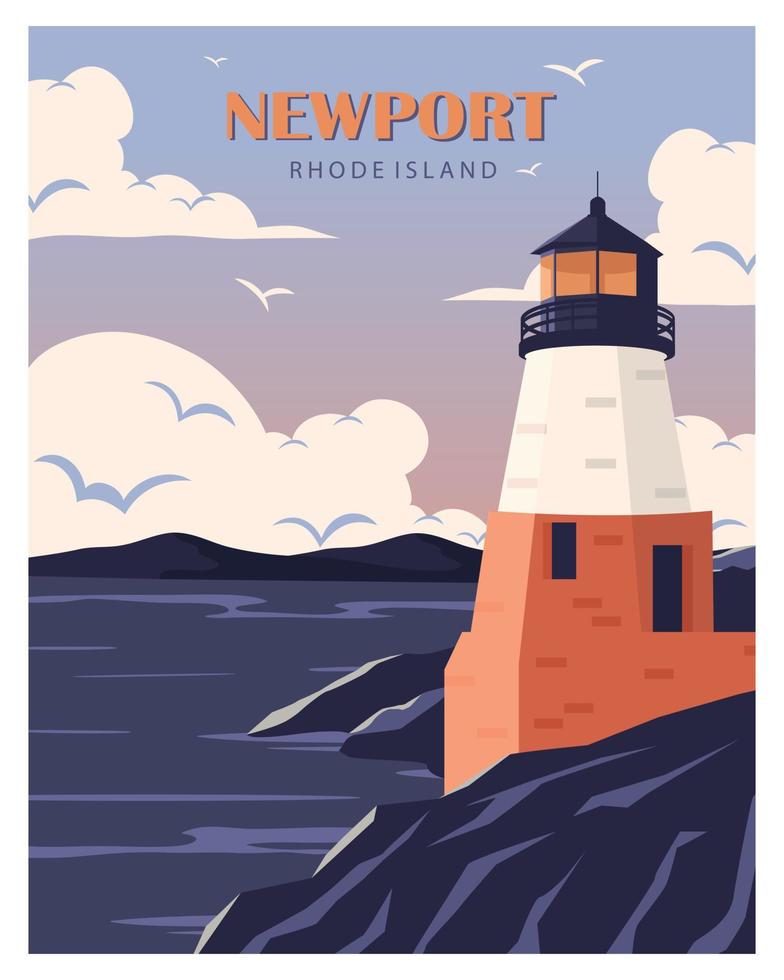 Ilustración de vector de fondo de Rhode Island adecuada para impresión de arte, póster, postal