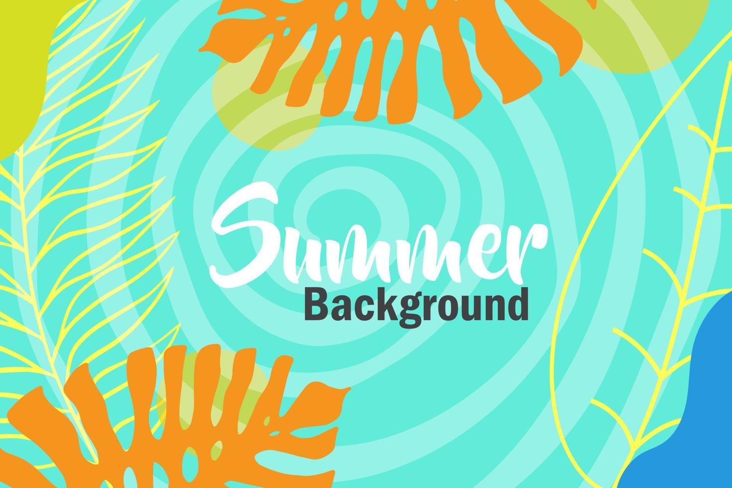 Summer text  and line leaves Background vector for invitation, poster event.