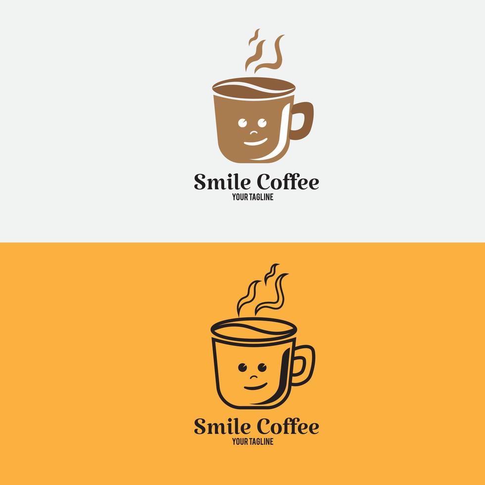 coffe smile Awesome business logo coffee shop branding sign, identity and label cafe vector