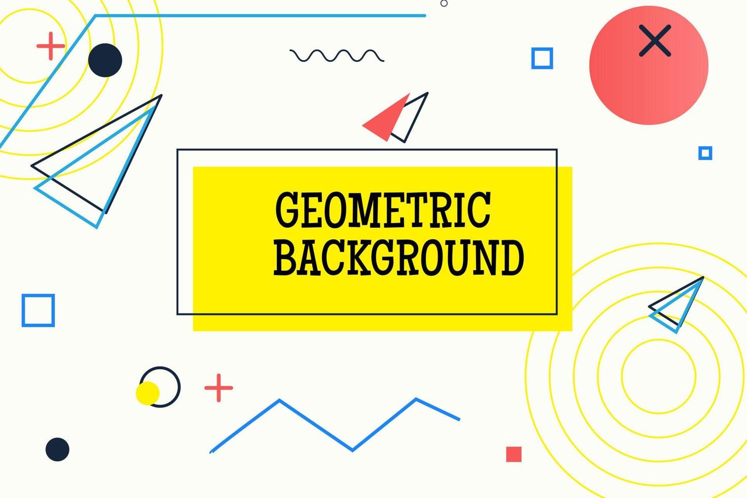 abstract geometric background color banners. Flat geometric shapes of different colors with black outline.  Template ready for use in web or print design vector