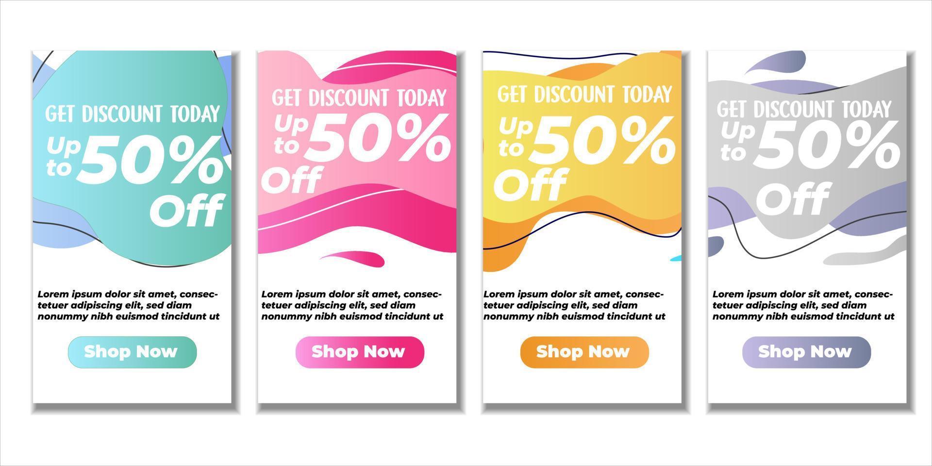 Vector Colorful Dynamic modern fluid mobile for sale banners. Sale banner template design, Flash sale special offer set and can use for instagram