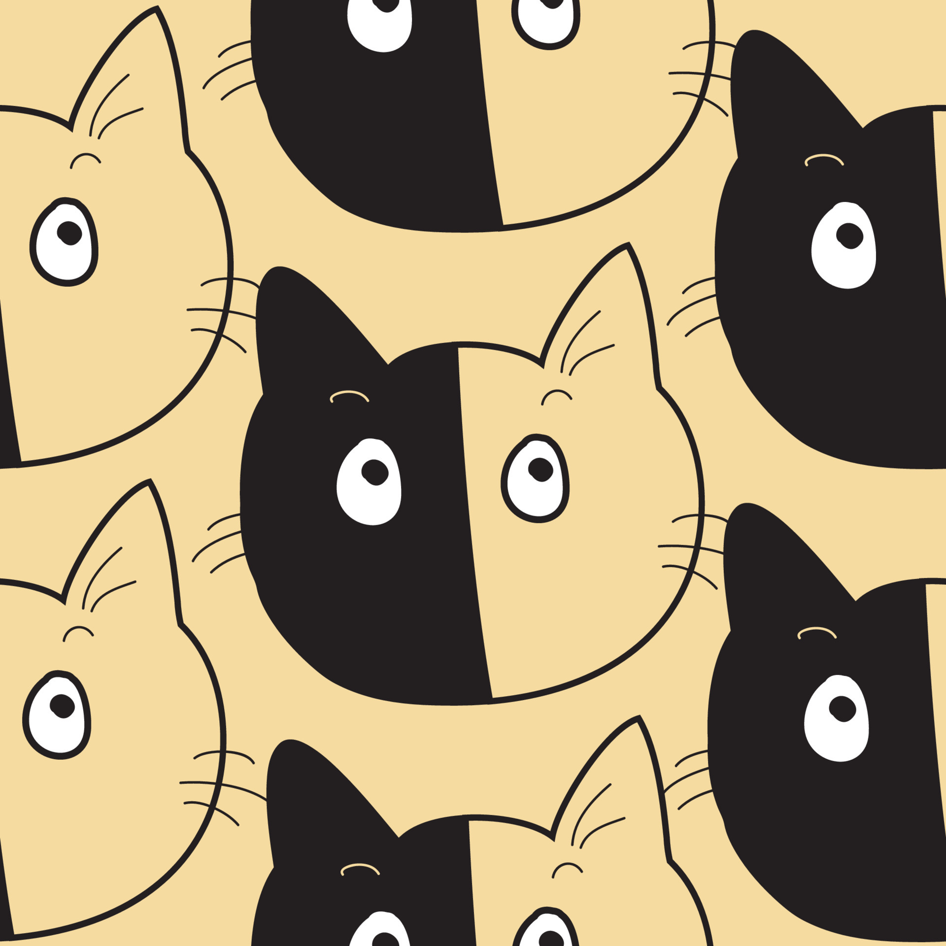 Cat cute cartoons pattern. cat half black face on beige background. The seamless cute pattern in a girl, boy, baby fashion. doodle. Vector design for fashion, background, wrapping paper, wallpaper. 5380086 Vector Cat cute cartoons pattern. cat half black face on beige background. The seamless cute pattern in a girl, boy, baby fashion. doodle. Vector design for fashion, background, wrapping paper, wallpaper. 5380086 Vector