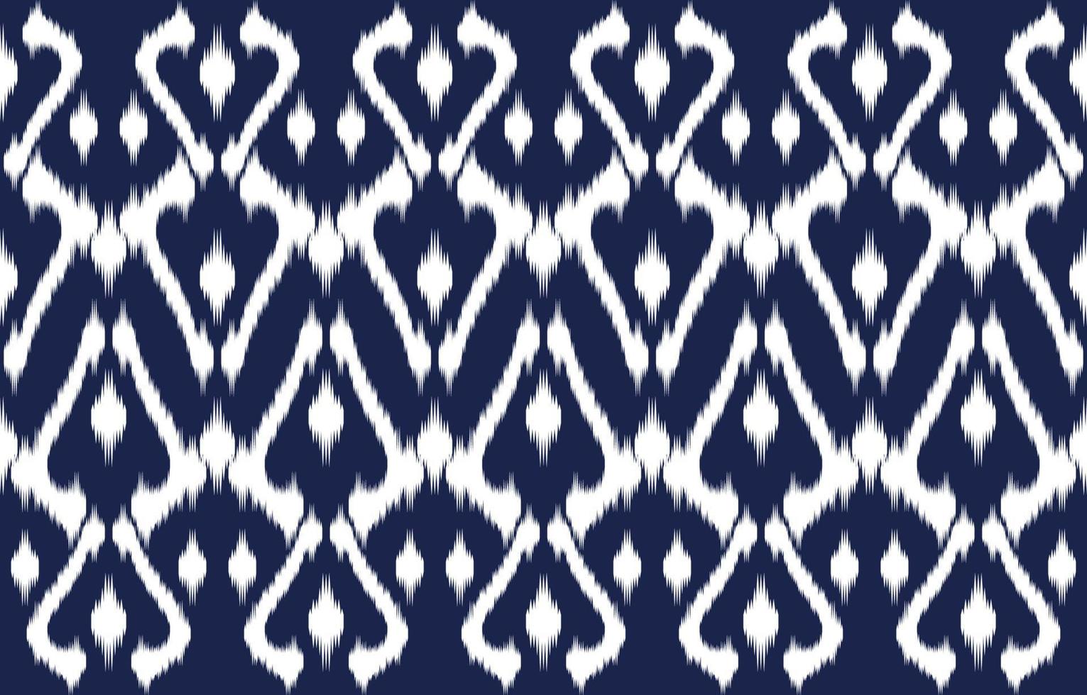 Ethnic Ikat Abstract Blue color. Seamless pattern in tribal, folk embroidery, and Mexican style. Aztec geometric art ornament print.Design for carpet, wallpaper, clothing, wrapping, fabric, cover vector