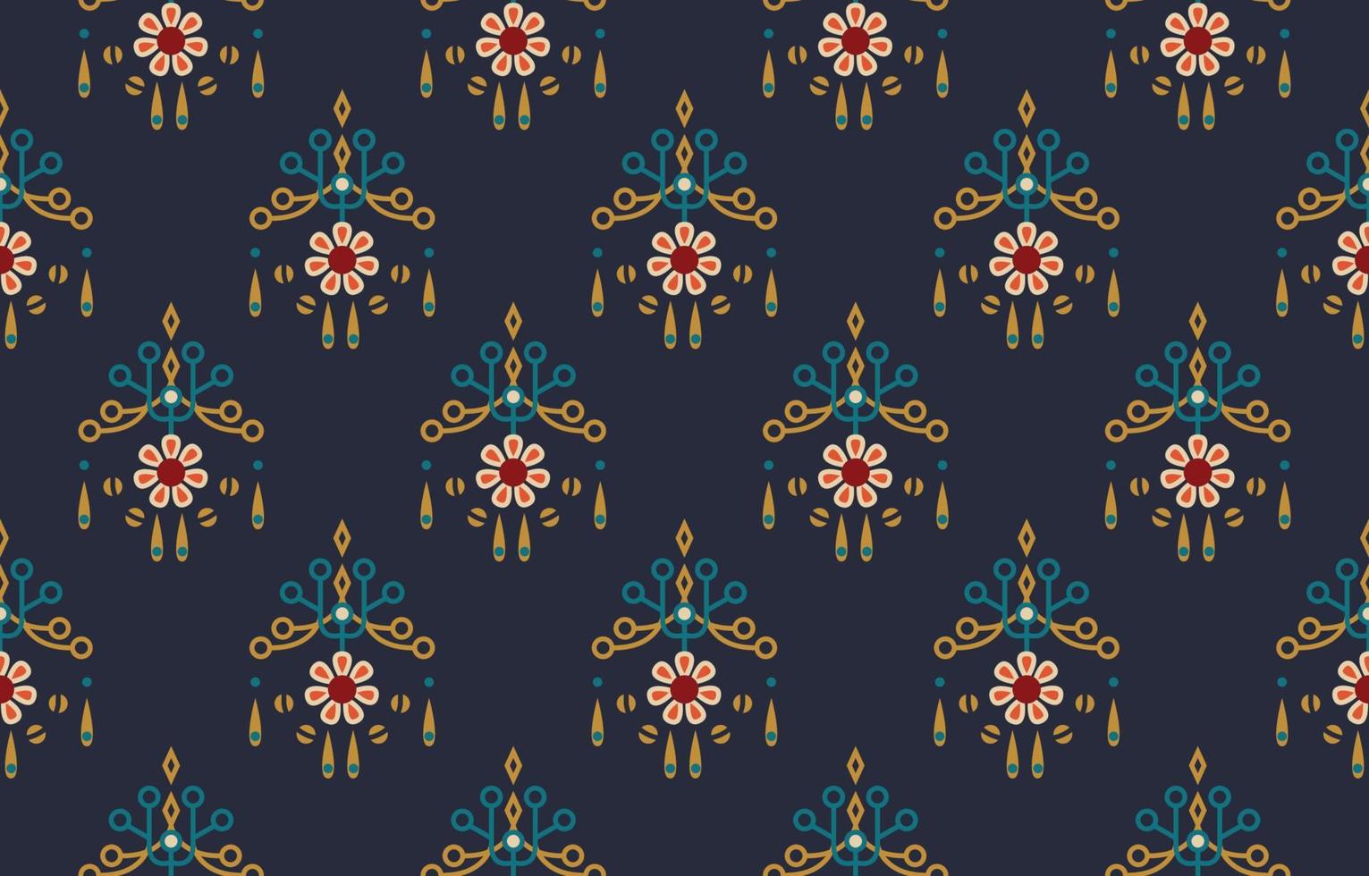 arte étnico abstracto con estampado de flores. patrón impecable en estilo tribal, bordado folclórico y mexicano. estampado de adornos de arte geométrico azteca.diseño para alfombras, prendas de vestir, envolturas, telas, cubiertas, textiles vector