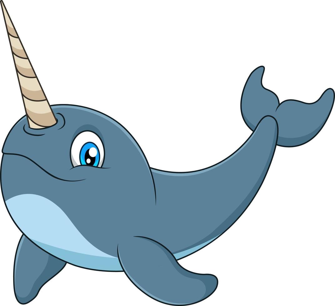 Cute and adorable cartoon narwhal vector