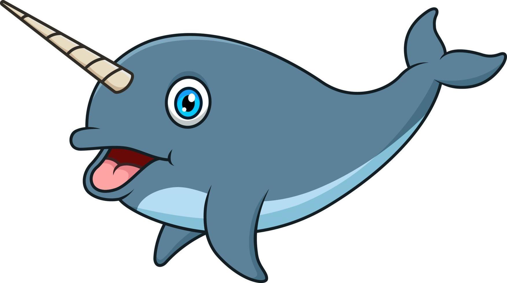 Smiling cute narwhal cartoon vector