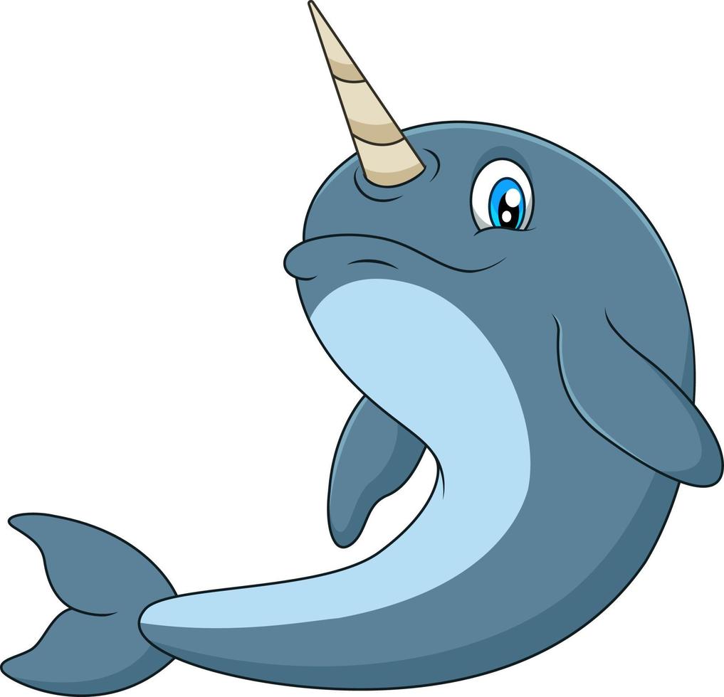 Cute and adorable cartoon narwhal vector