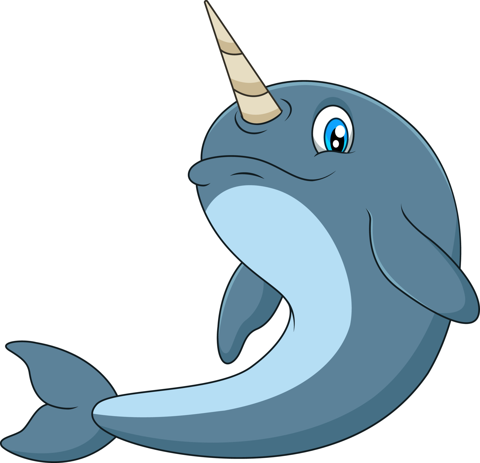 Cute and adorable cartoon narwhal vector 5380159 Vector Art at Vecteezy