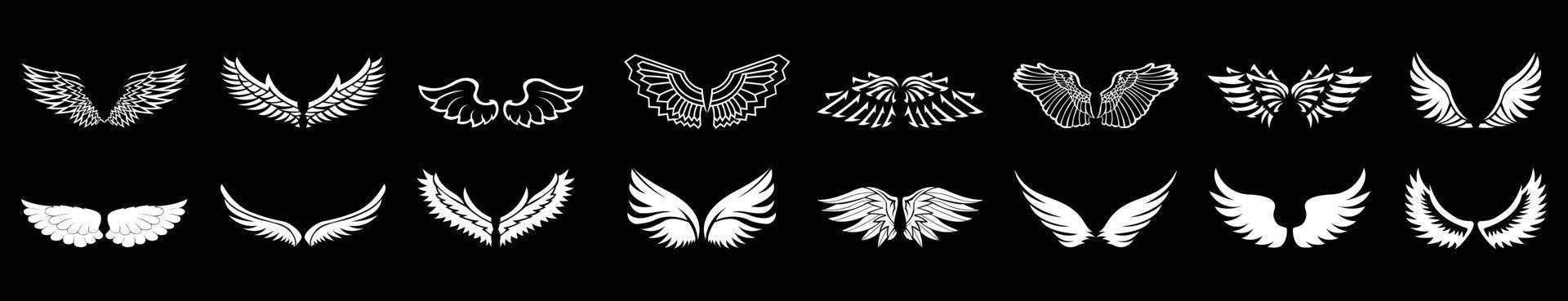 Wings icons set. Simple set of wings vector icons for Logo Style Wings