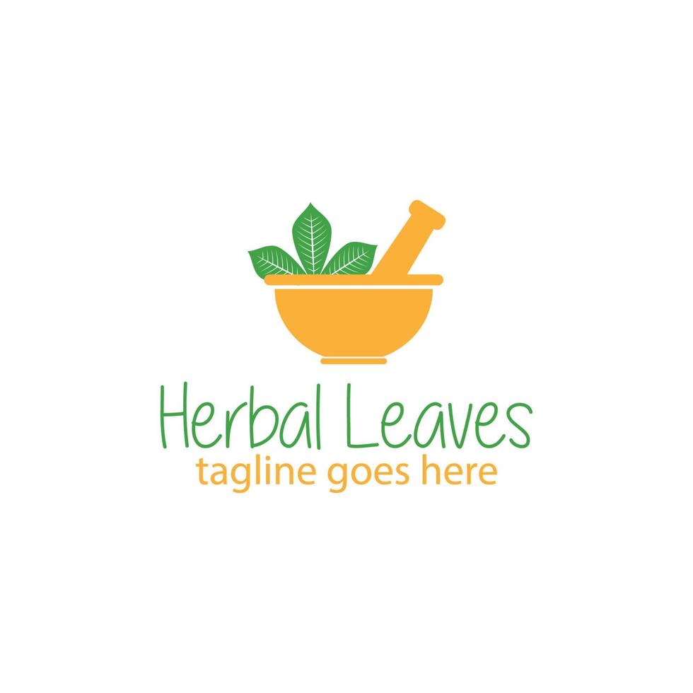 plantilla de diseño de logotipo de hojas de hierbas con estilo de vida tradicional vector