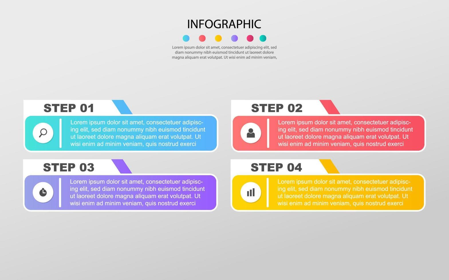 diseño infográfico vectorial con iconos. opciones o pasos. diagrama de proceso, diagrama de flujo, gráfico de información, infografías para concepto de negocio, banner de presentaciones, diseño de flujo de trabajo. vector