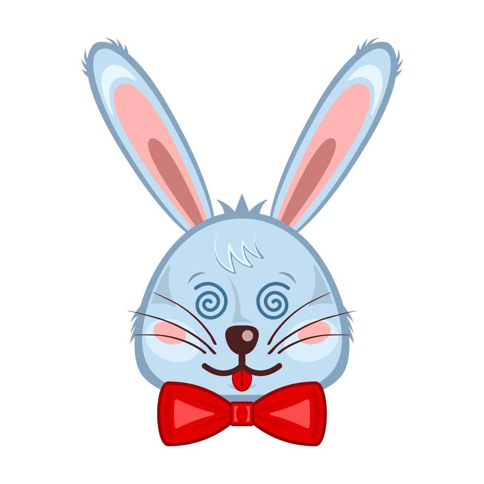 Bunny head rabbit face hypnosis cartoon isolated white background vector