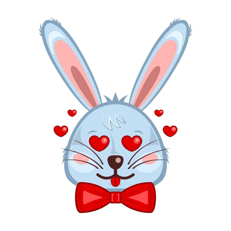Bunny head rabbit face love cartoon isolated white background vector